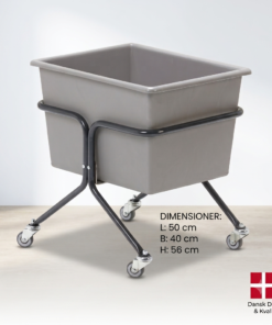 Komplet Baljevogn med 40L balje i gråt stålstel til professionel transport fra Tinsø Webshop.