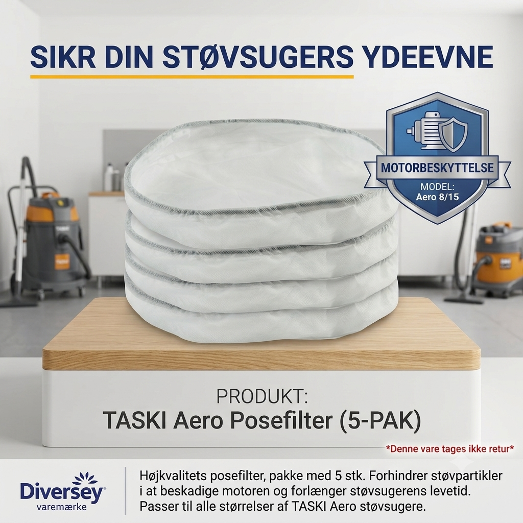 Posefilter, Diversey TASKI, Aero 8/15, hvid, motor - 5 stk