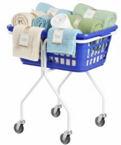 Alternative view of Smart firkantet vasketøjskurv med hjul – blå plast og letvægtsdesign, 55 ltr.