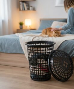 Vasketøjskurv med låg 60 L.