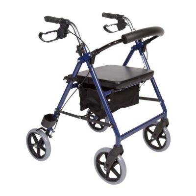 Rollator, Impala – Stabil, Letvægtig i sølv med sort kurv og sæde til seniorer