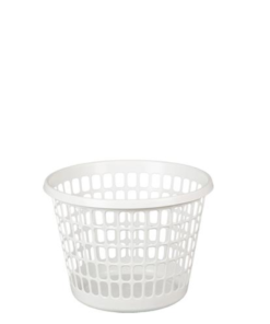 Rund vasketøjskurv 32 ltr. i grå slidstærk plast med en diameter på 44 cm og højde på 314 mm fra Tinsø Webshop.