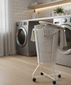 Høj Vasketøjskurv på Hjul 40 L med Håndtag og Låg – Praktisk Opbevaring