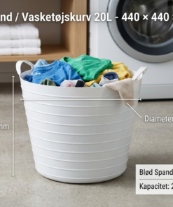 Vasketøjskurv 20L i fleksibel og slidstærk plast til erhverv.