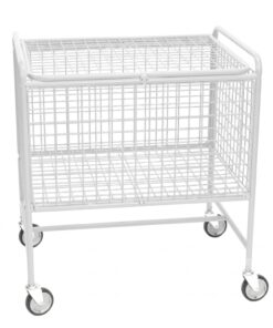Robust Netkurvevogn 800x600xH915mm med 4 drejelige hjul og stor trådkurv til vaskeri og logistik hos Tinsø Webshop.