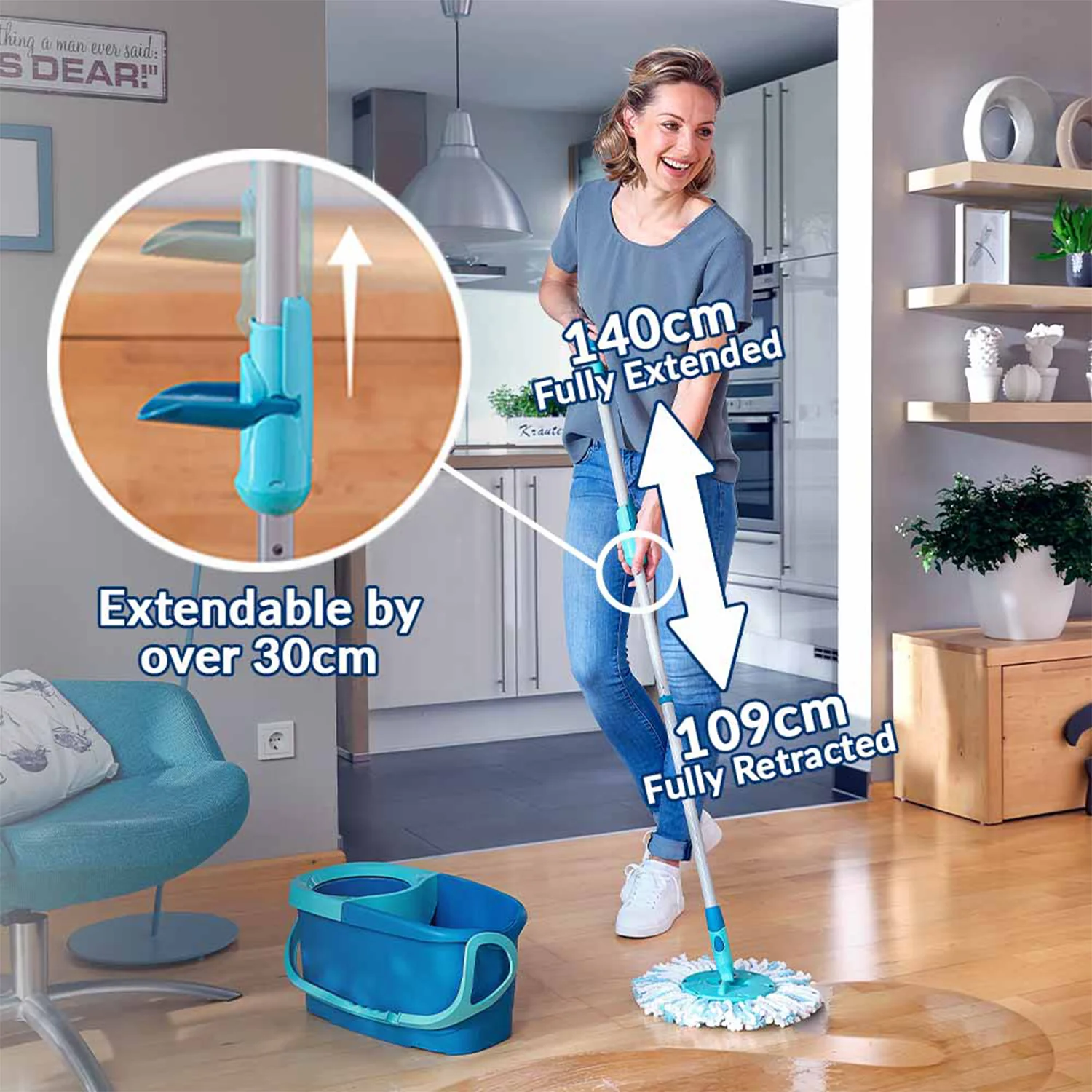 Clean Twist Disc Ergo-sæt – Komplet moppesæt med centrifugering | Tinsø - Billede 4