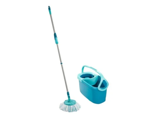 Komplet Clean Twist Disc Ergo moppesæt med 6 liters spand, centrifugering i teleskophåndtaget og mikroduo moppehoved fra Tinsø Webshop."