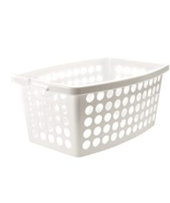 Hvid linnedkurv 40 ltr i genanvendt plast med ventilationshuller