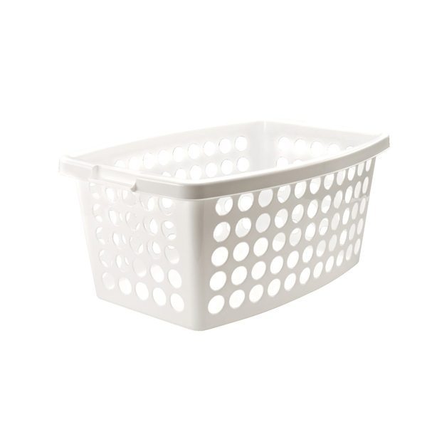 Hvid linnedkurv 40 ltr i genanvendt plast med ventilationshuller